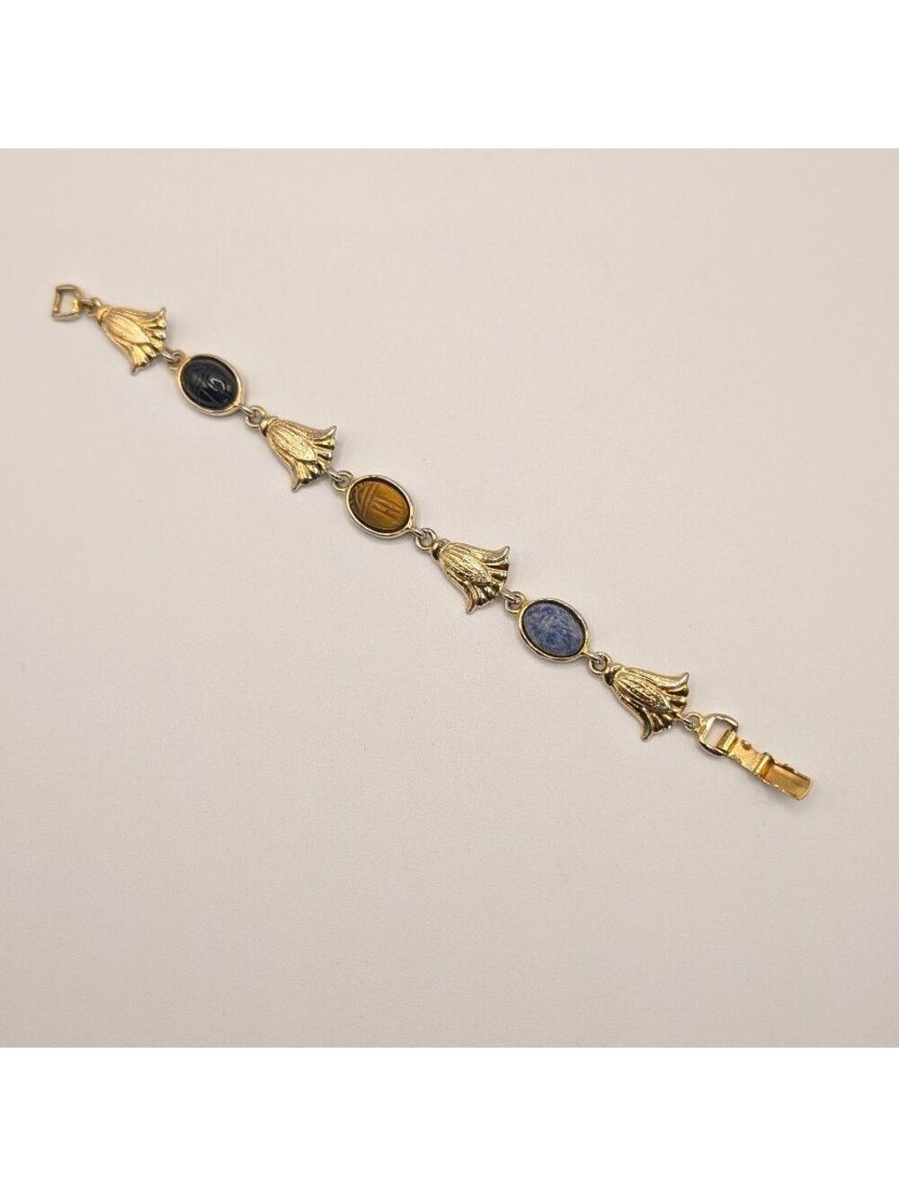 Vintage Avante Bracelet with Stone Scarab Inlays